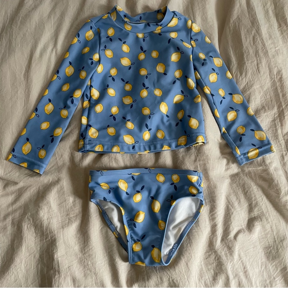 Light Blue Swimsuit 2T with Lemon Print